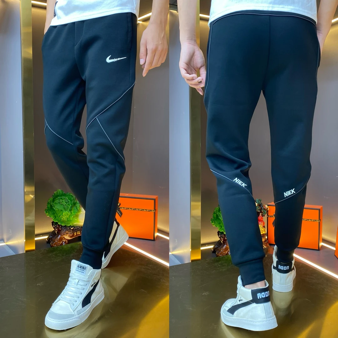 刺绣秋季简约风束脚裤标准休闲裤春季冬季男士裤子017