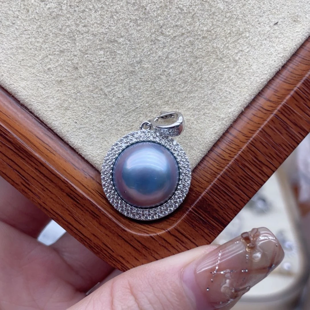 拼合珍珠（马贝珠）颈饰银S925镶嵌A18