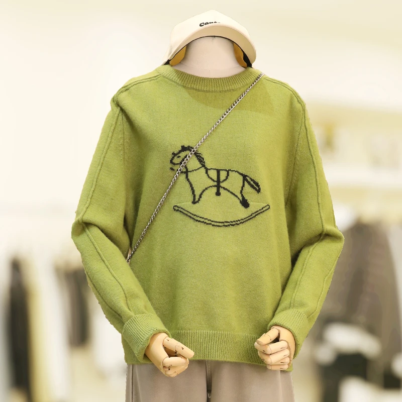 zaw大码卡通毛衣女秋冬可外穿胖mm显瘦遮肚内搭打底针织上衣25543