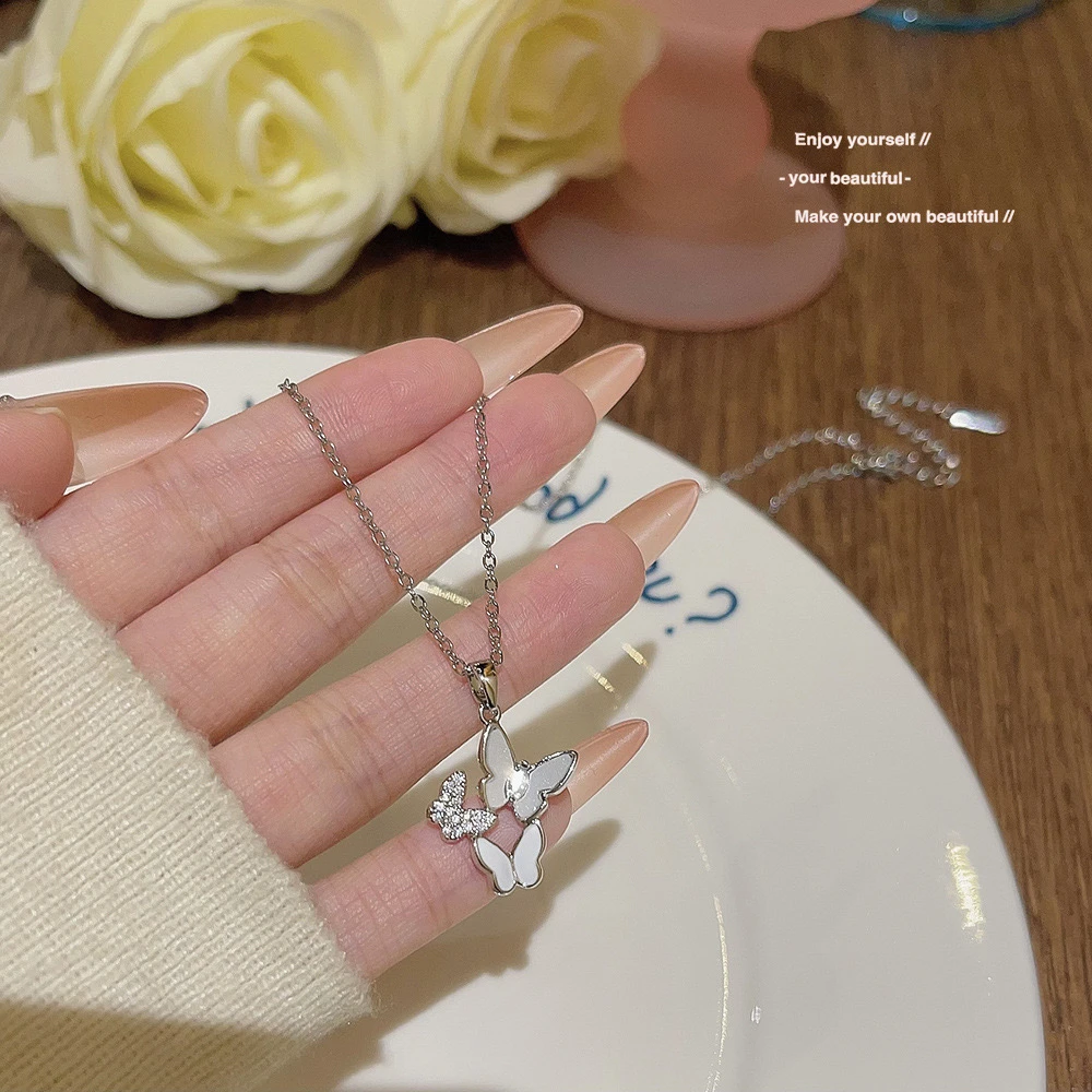 钛钢项链 钛钢蝴蝶a1016项链颈链温柔精致锁骨链百搭小众ins气质