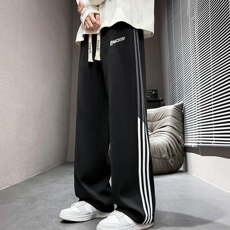 夏季高中生直筒裤男生潮春季春秋裤子休闲裤阔腿裤韩版港风6018