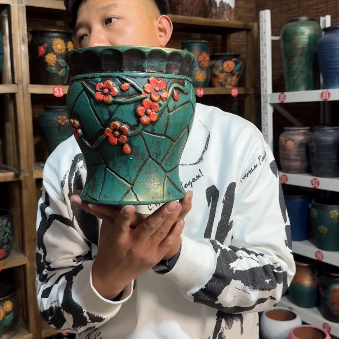 带孔高端浮雕花盆炸炸炸