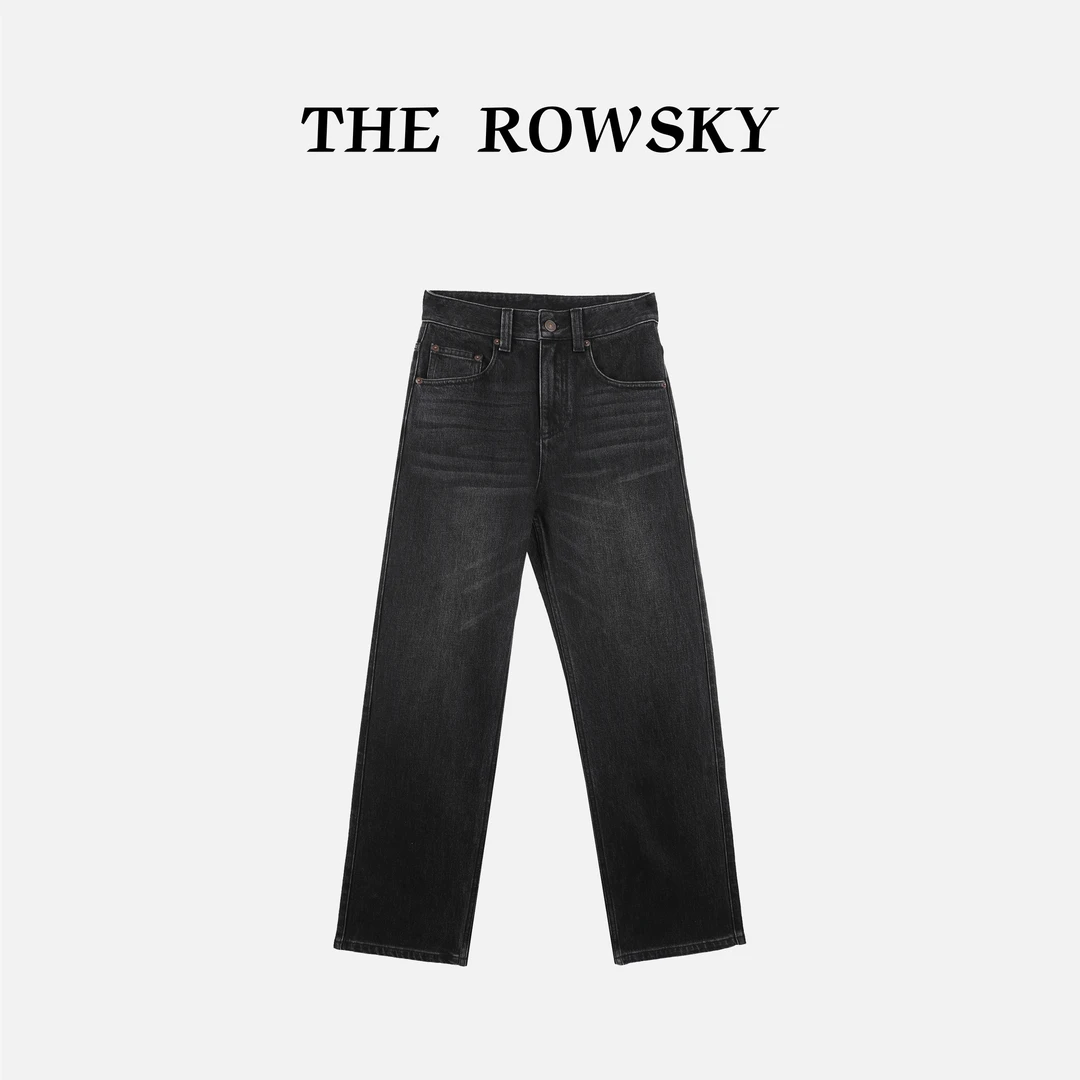 杨圣坤2025秋季新品土耳其面料高腰水洗直筒百搭牛仔裤女SQ258906