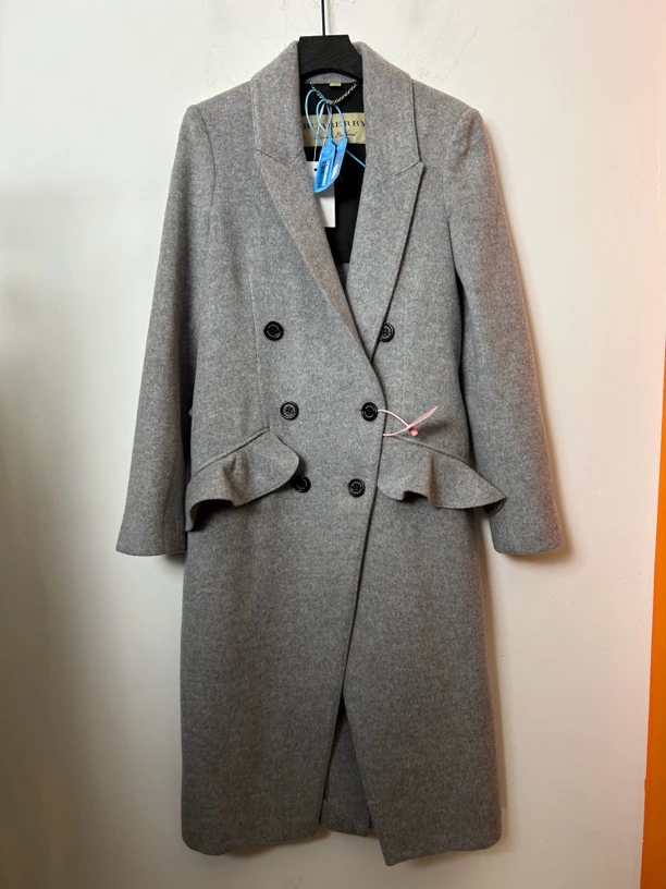 95新 BURBERRY/博柏利 Burberry灰色中长款大衣风衣95新