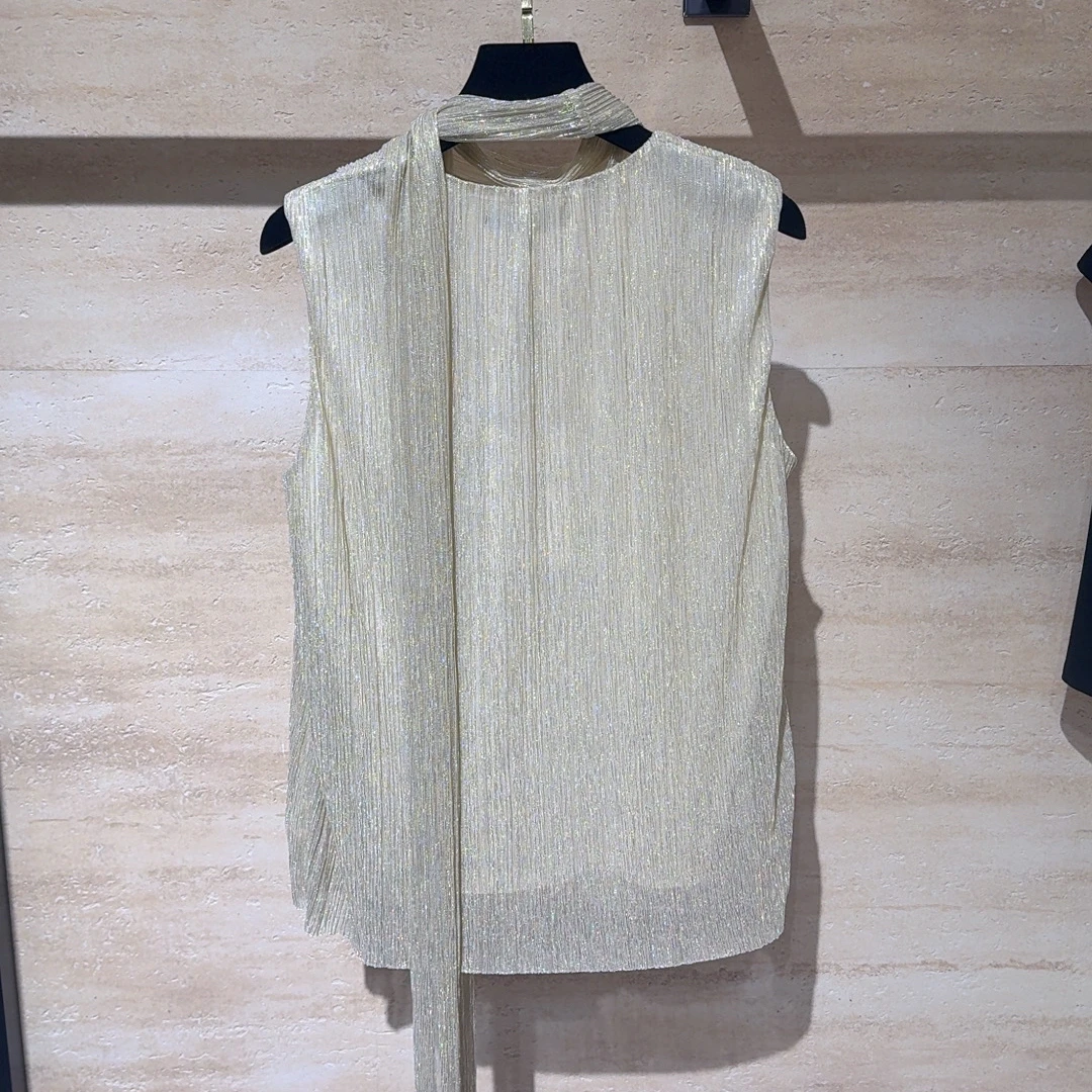 《猪猪出品》金色欧美风简约宽松型设计师鎏金背心吊带