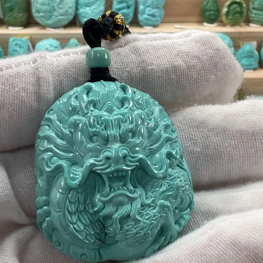 未镶嵌绿松石龙牌32mm