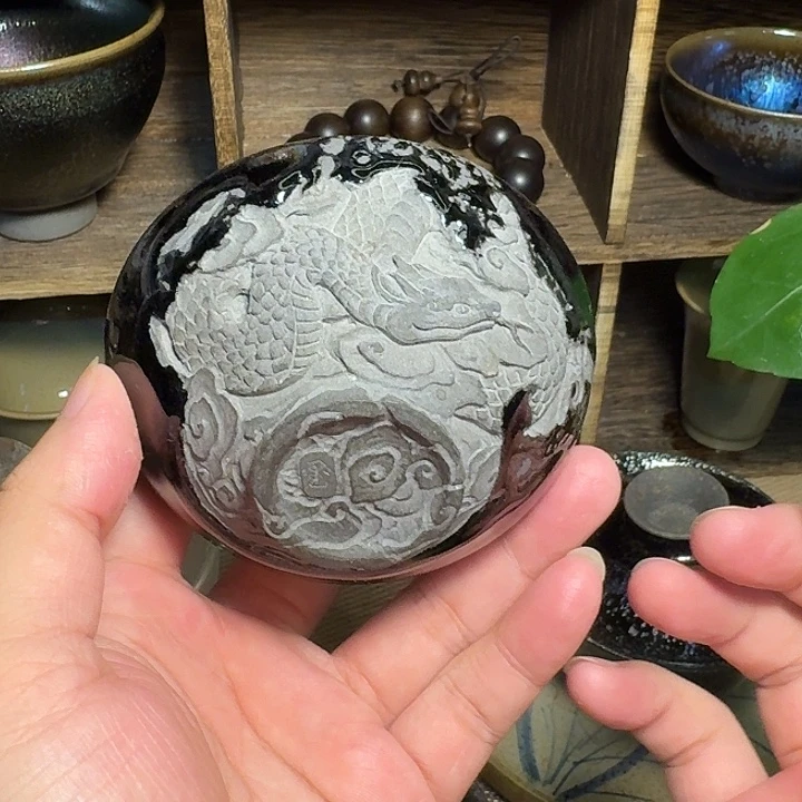 茶盏墨盏坊陈清标手工雕刻腾蛇