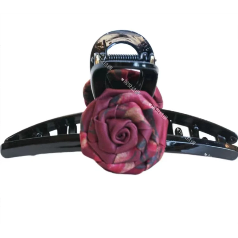 A1196【玫红玫瑰】气质百搭法式古风简约一字夹时尚发夹