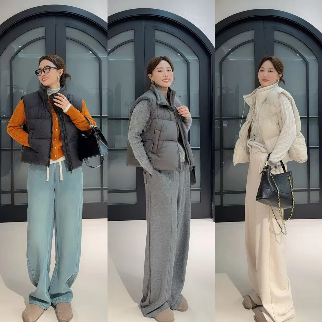 LIN-HH《面包泡芙羽马甲》立领90绒外穿坎肩马夹外套