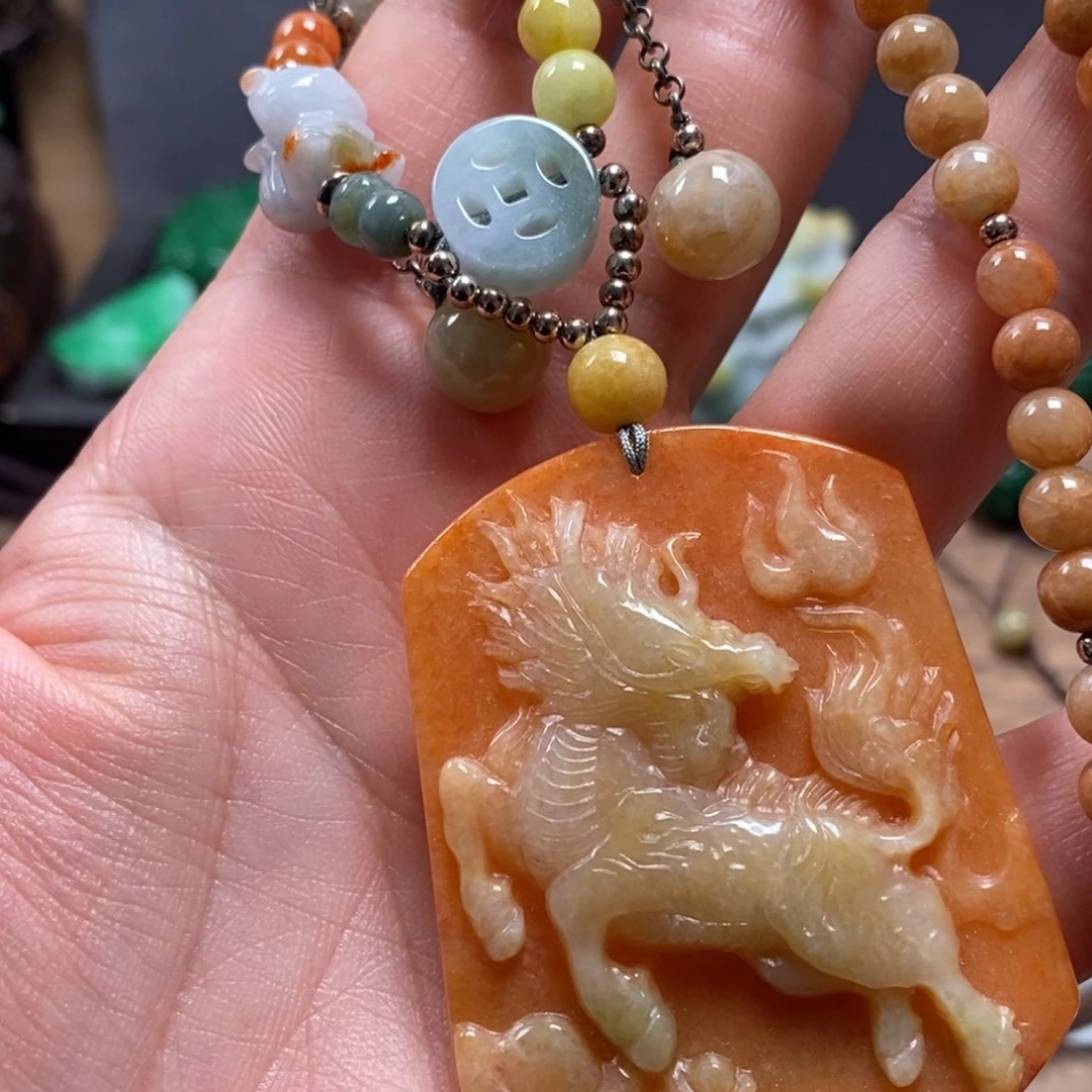 翡翠未镶嵌颈饰复古国风