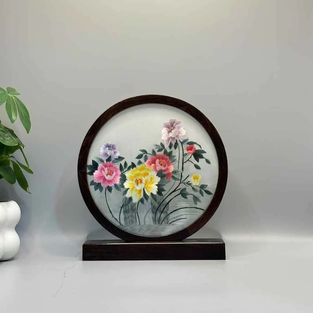 非遗苏绣摆件古典装饰摆台中国风苏州刺绣纪念礼物双面绣商务礼品