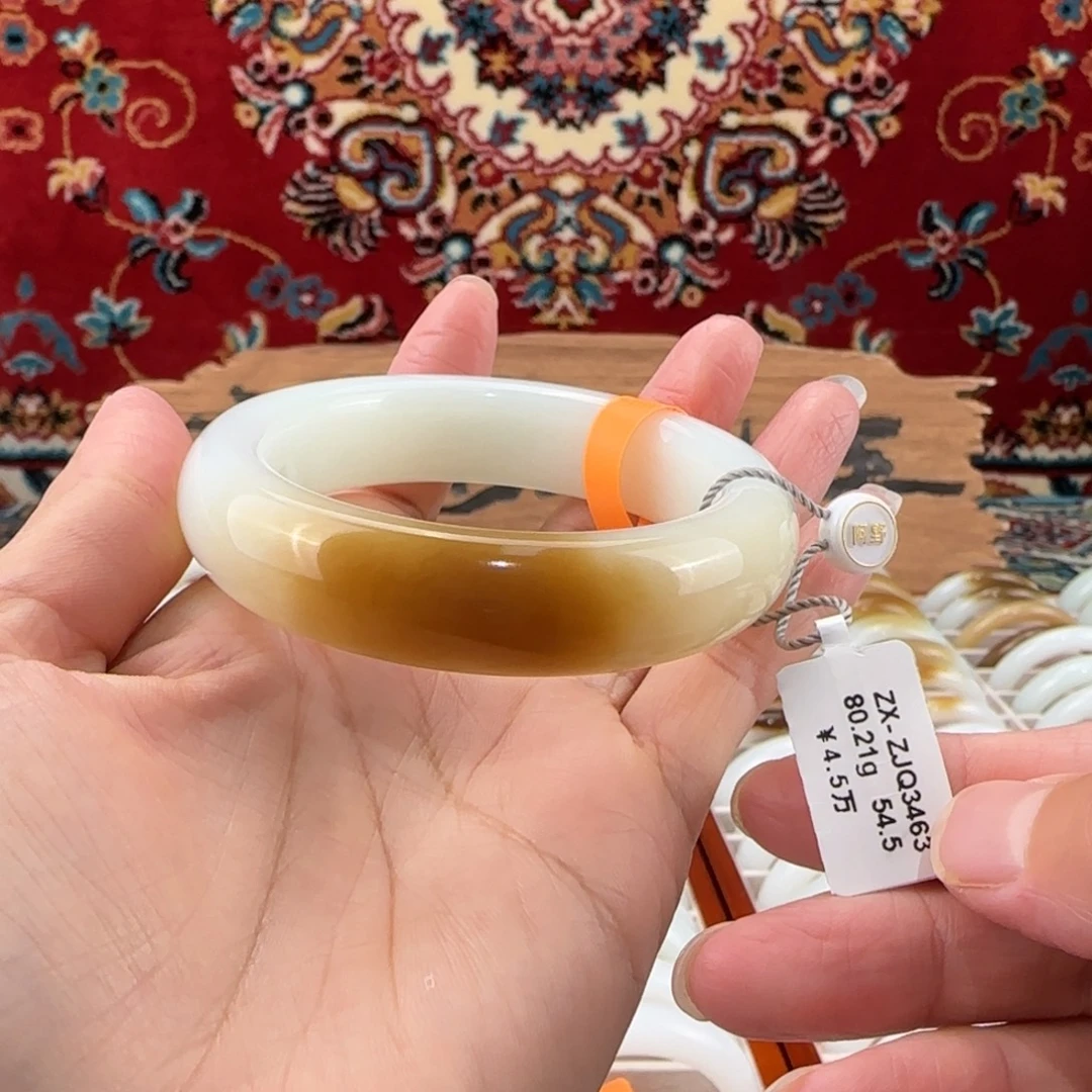 未镶嵌手镯和田玉新疆和田玉 糖白一口糖54.5