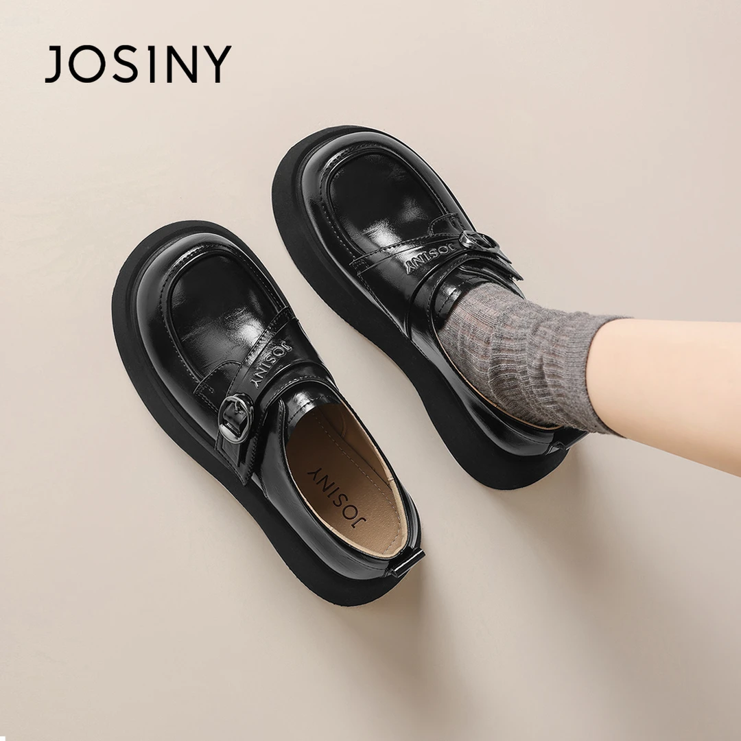 卓诗尼2025春季休闲英伦风厚底玛丽珍鞋女时尚百搭大头学院风单鞋