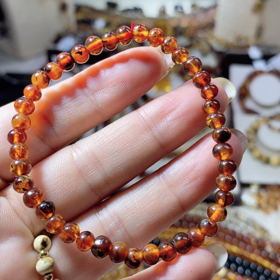 未镶嵌琥珀裸石樱桃红5m手串