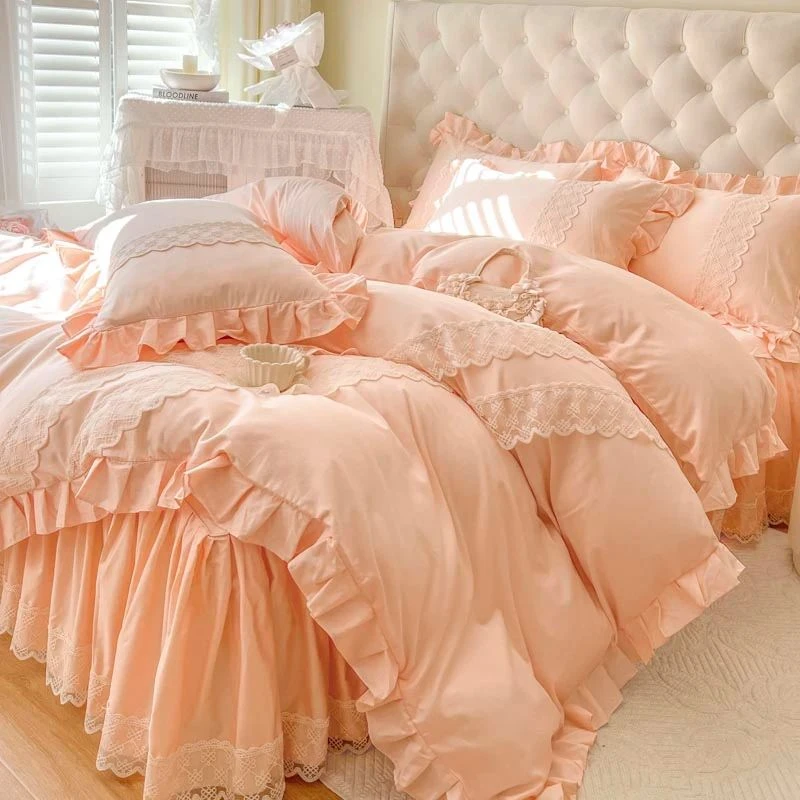 A类床品全棉床笠式床裙款四件套防滑全包床套式床单床罩被罩