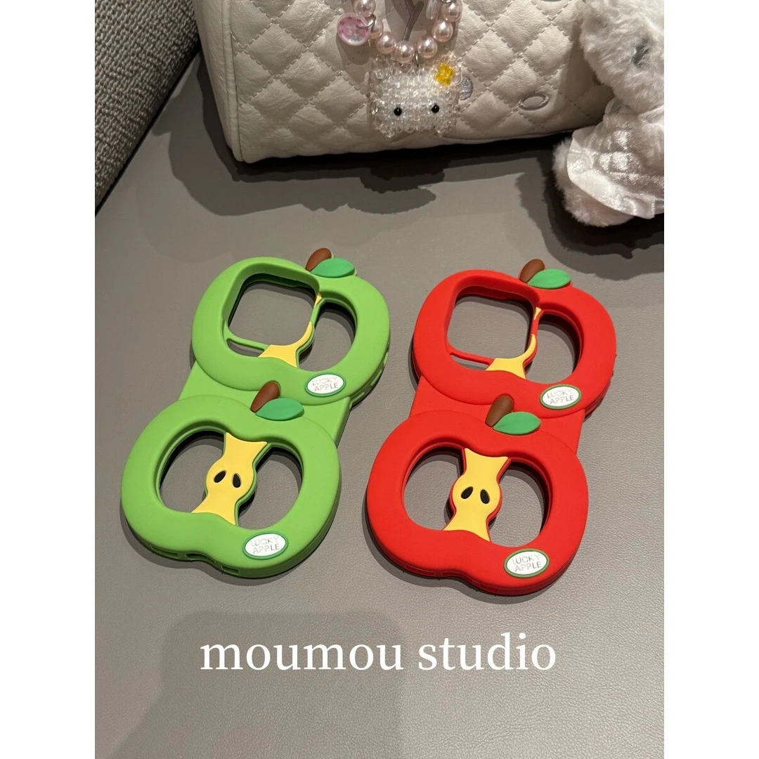 ins创意镂空红绿苹果适用于iPhone16Promax手机壳苹果15防摔14/13