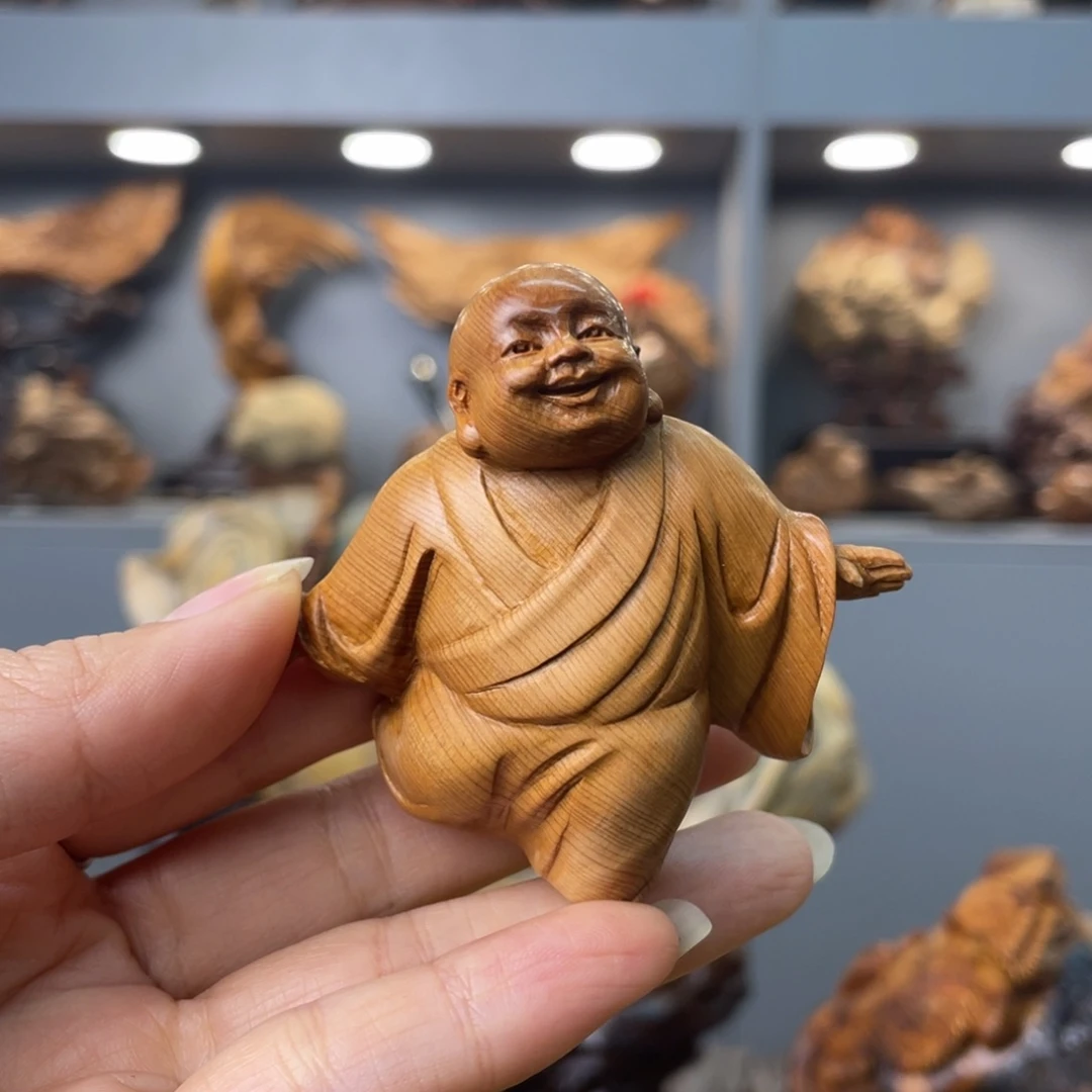 太行崖柏小弥勒手把件