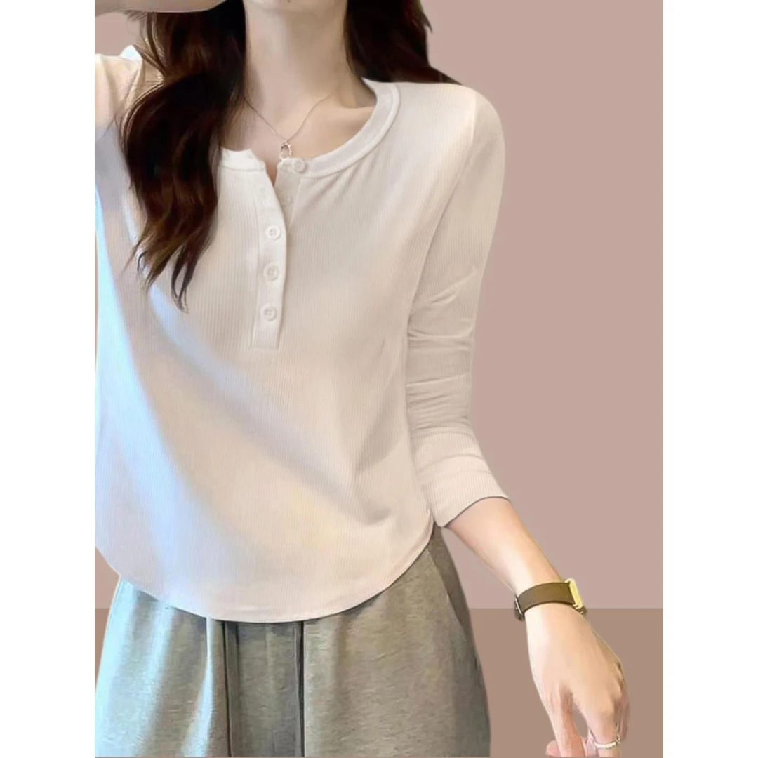 长袖t恤v领打底衫内搭2025春秋季新款短款上衣女装爆款小个子