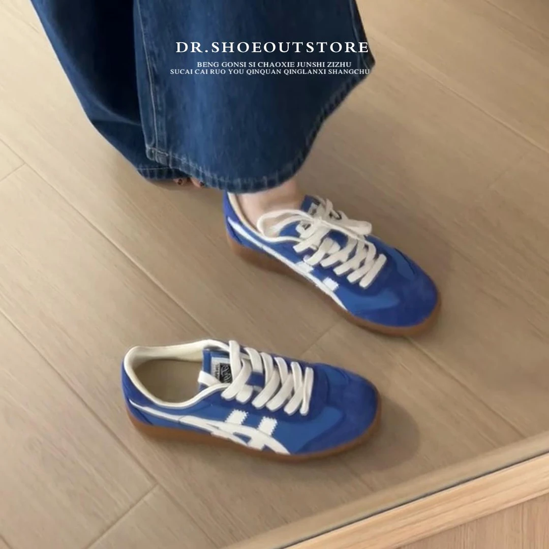 【DR官方正品】DR版~厚底休闲鞋百搭系带阿甘鞋复古学院蓝色德训