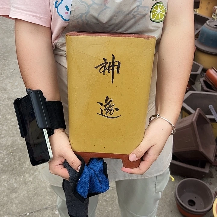 宜兴紫砂花盆17黄高四方