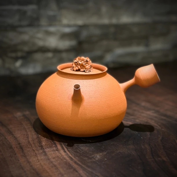 潮简正品 钟玉鹏 花团锦簇砂铫 500cc潮州手拉朱泥壶全手工煮水壶