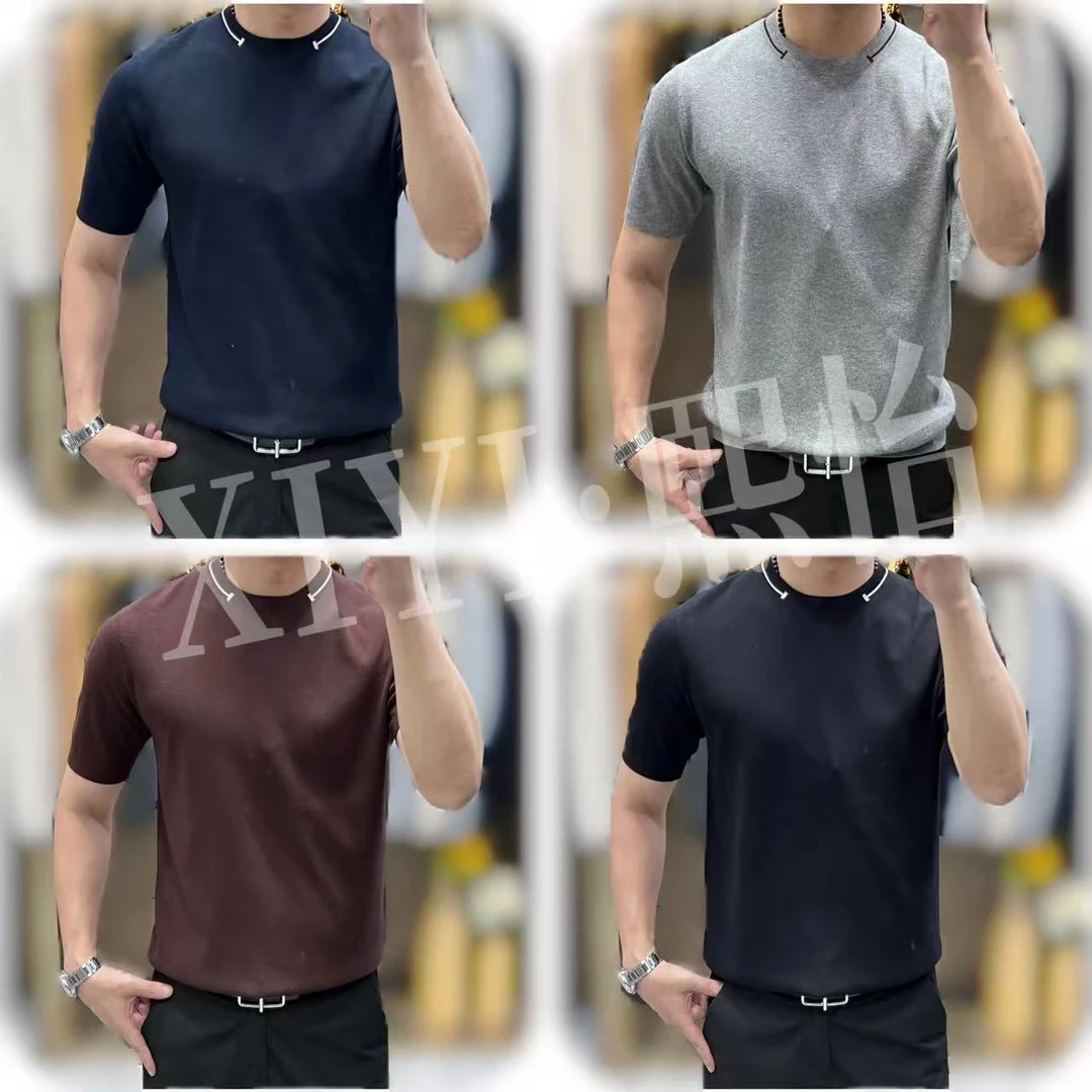 【XI.YI/熙怡】新款秋冬高奢简约男士百搭高品质时尚针织短袖M01635