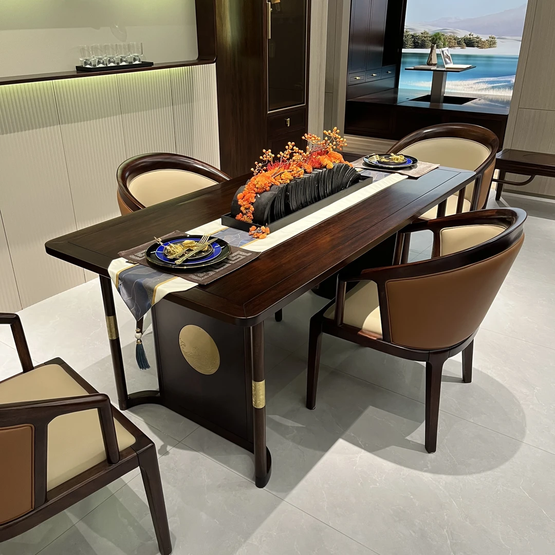 1.8米长餐桌黑檀木爱里古夷苏木轻奢新中式长餐桌干泡台画案