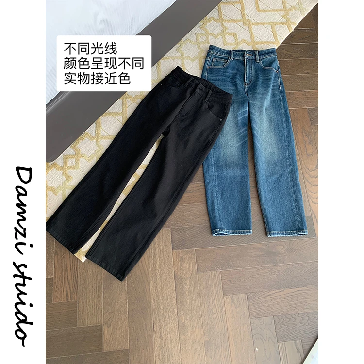 DA麦子“烟管牛仔”不绷腿烟管植绒牛仔裤女 MZ8891烟管