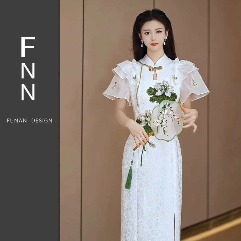 芙娜妮新款夏季穿搭女装裙子洋气衣服女气质显瘦连衣裙F2411839