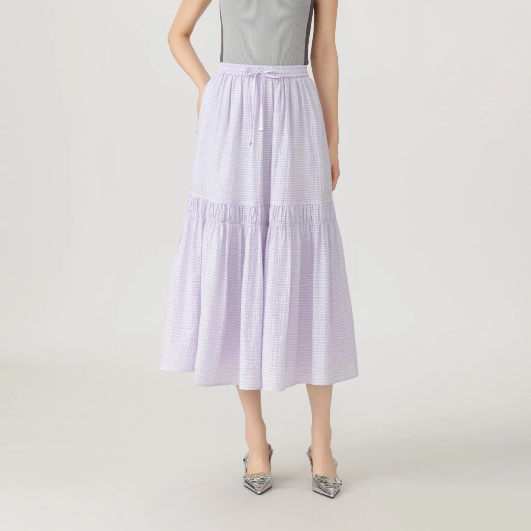 AMASS/阿玛施新款甜美百搭高腰显瘦印花绑带松紧腰半身裙5200408