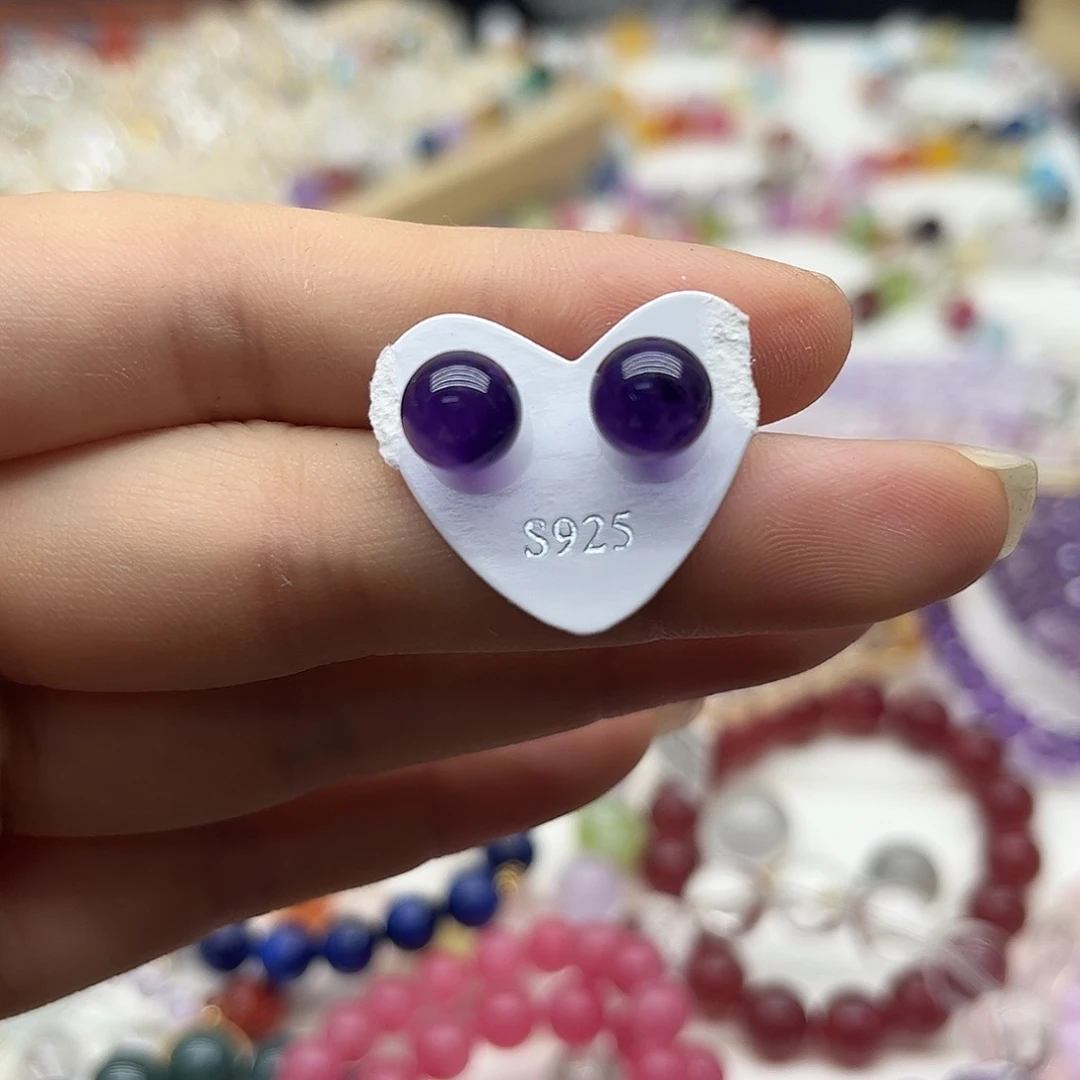 水晶手串合金紫水晶耳钉