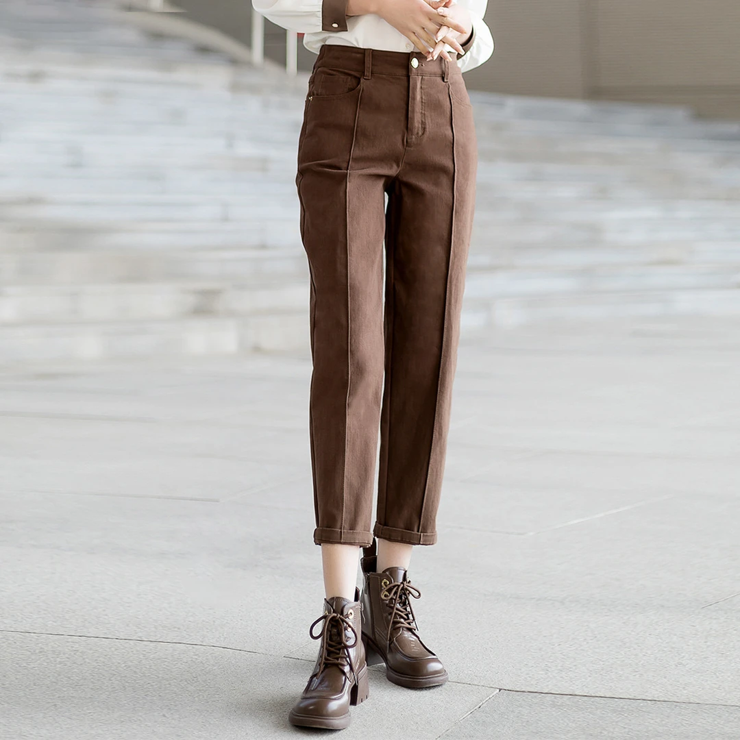 【达人专享】春季休闲百搭遮肉裤子女高腰牛仔裤9C180828