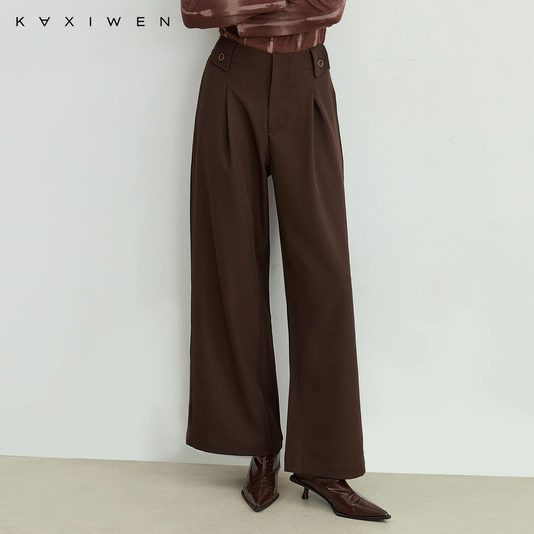 佧茜文高腰休闲裤【秋新】日常通勤简约垂感直筒裤女D07DKW7823