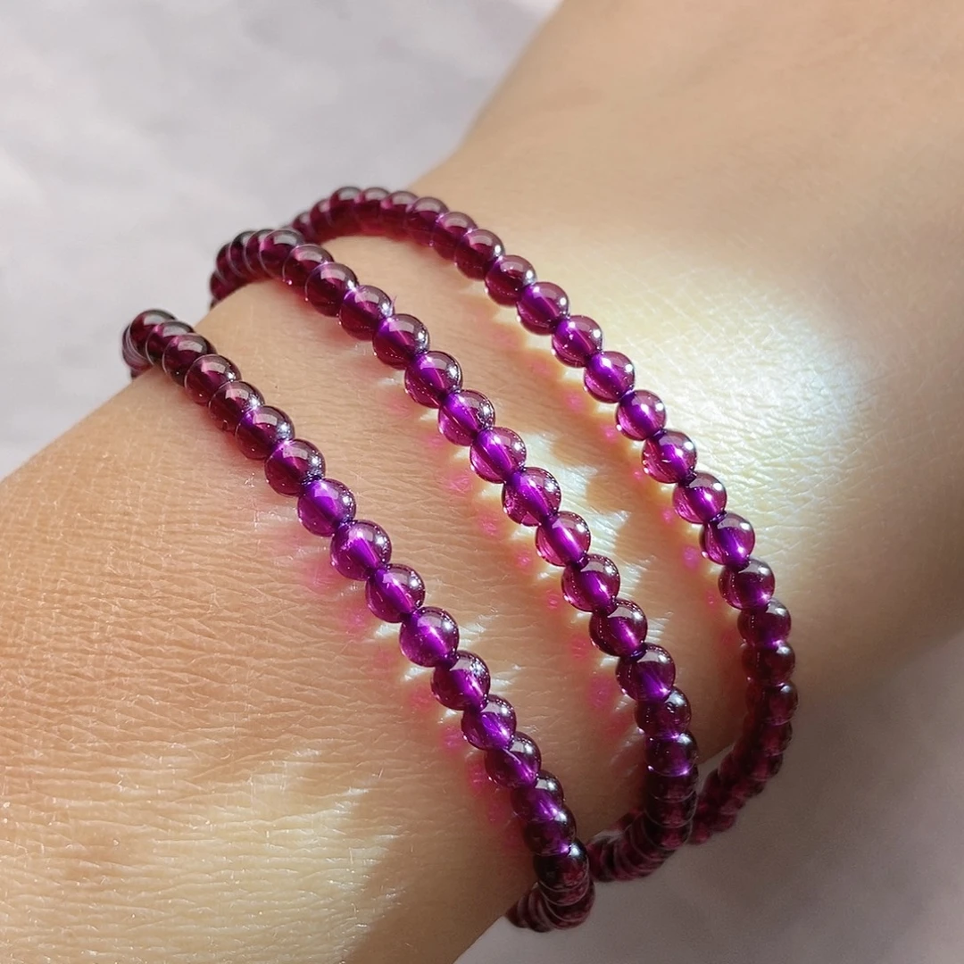 石榴石（紫牙乌）未镶嵌手链3.9紫牙乌