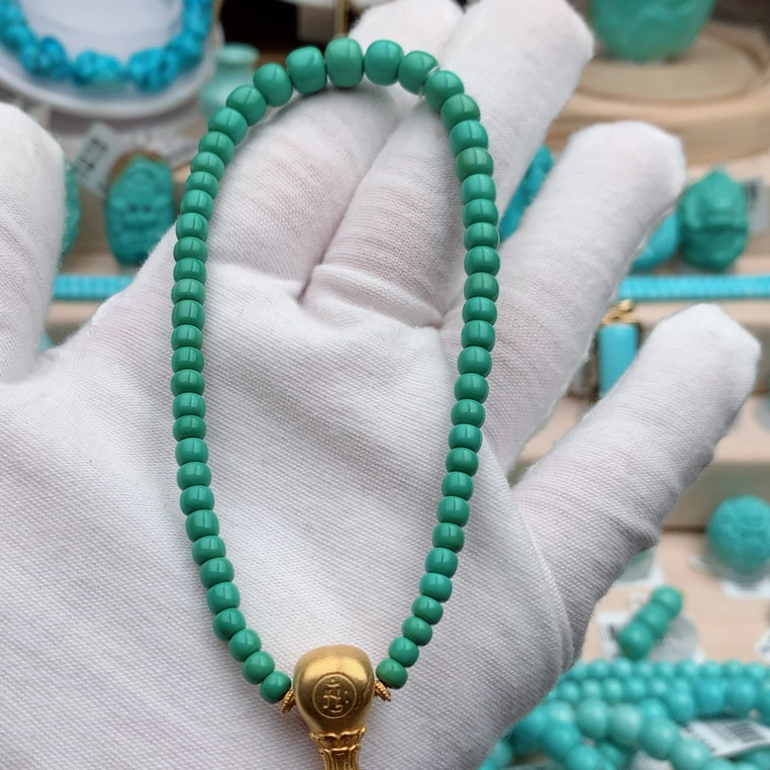 绿松石珠宝奇石未镶嵌7mm