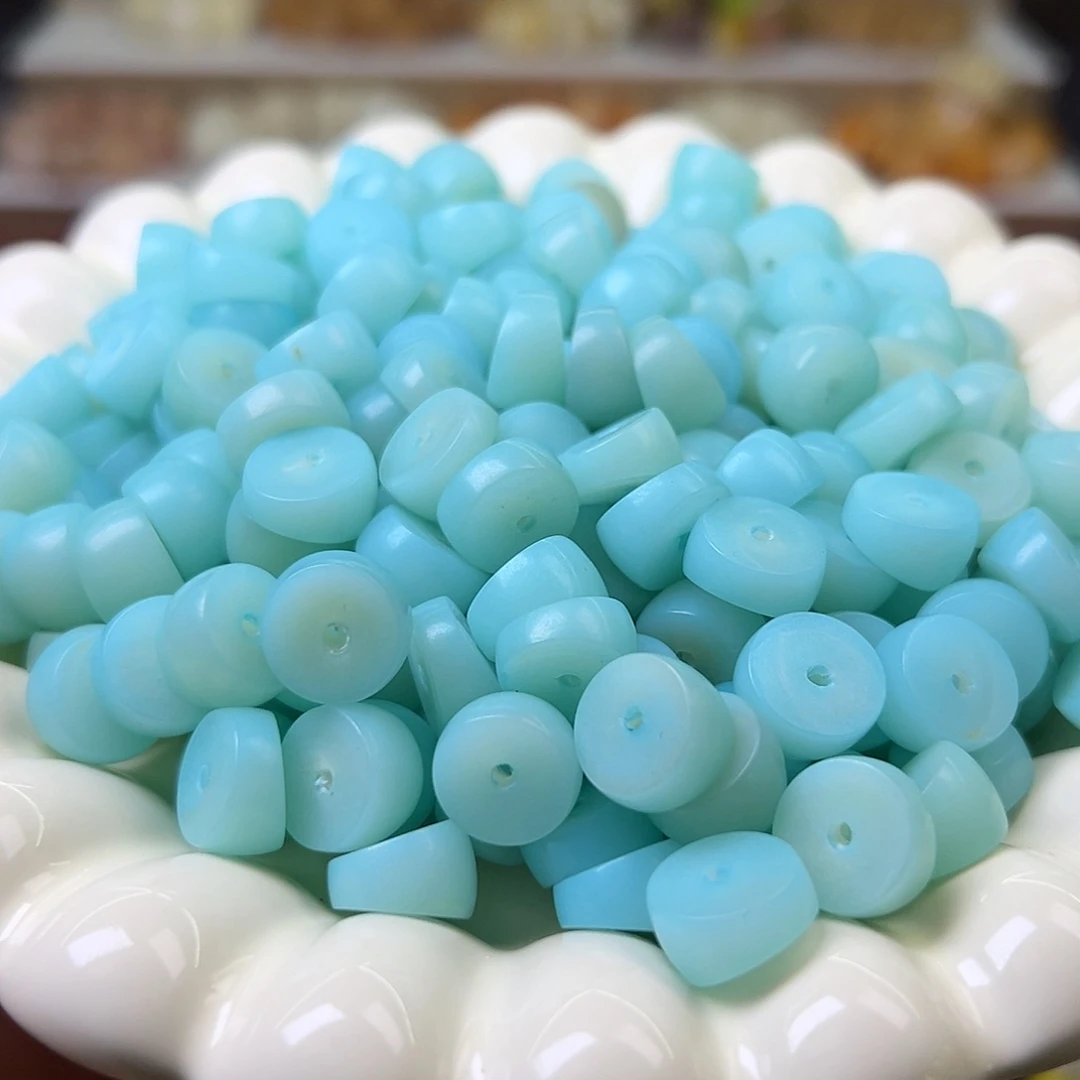 菩提根/象牙果手串微瑕12冰蓝大肠110颗