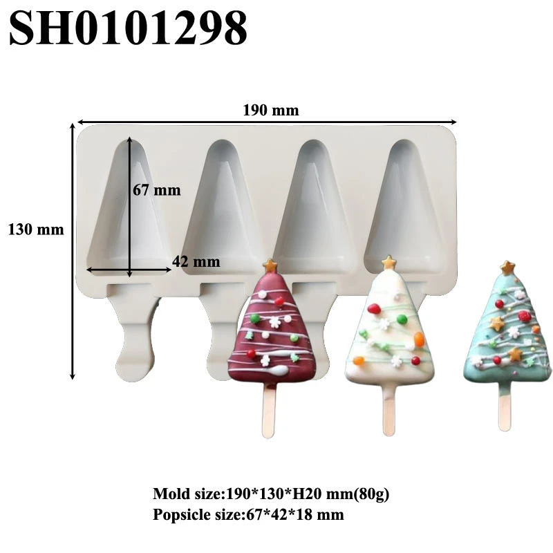 新款现货4连硅胶冰淇淋模具冰棒雪糕DIY工具雪糕冰棍DIY跨境热销