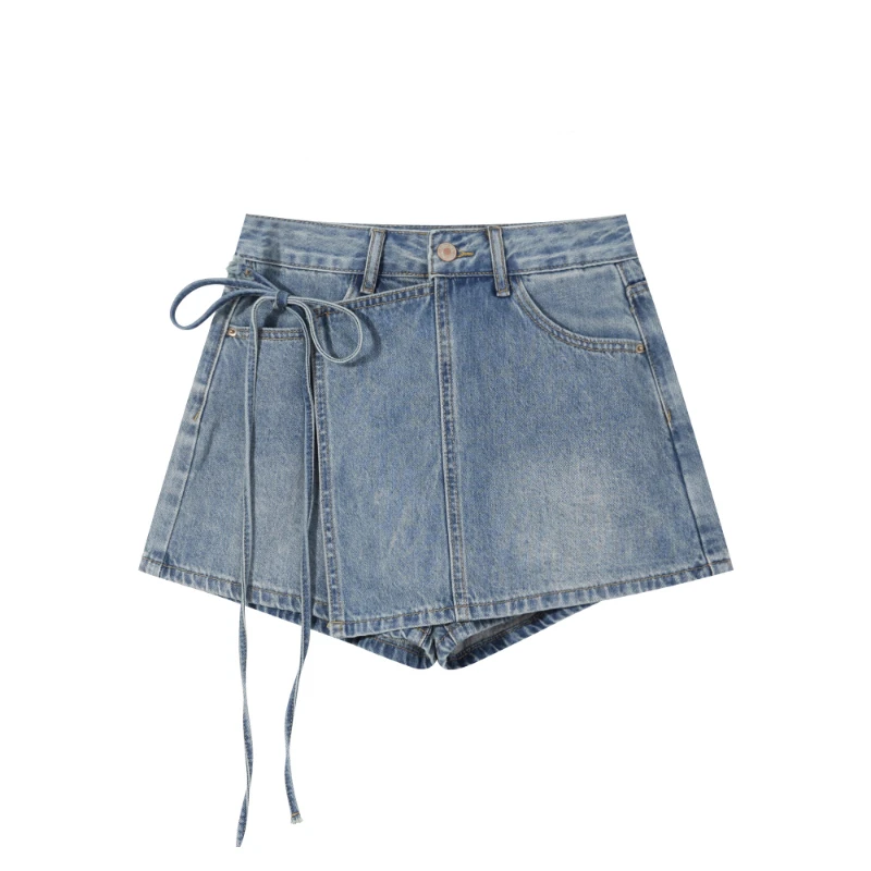 设计感不规则牛仔遮肉显瘦短裤女薄款小个子梨型身材遮胯藏肉裙裤