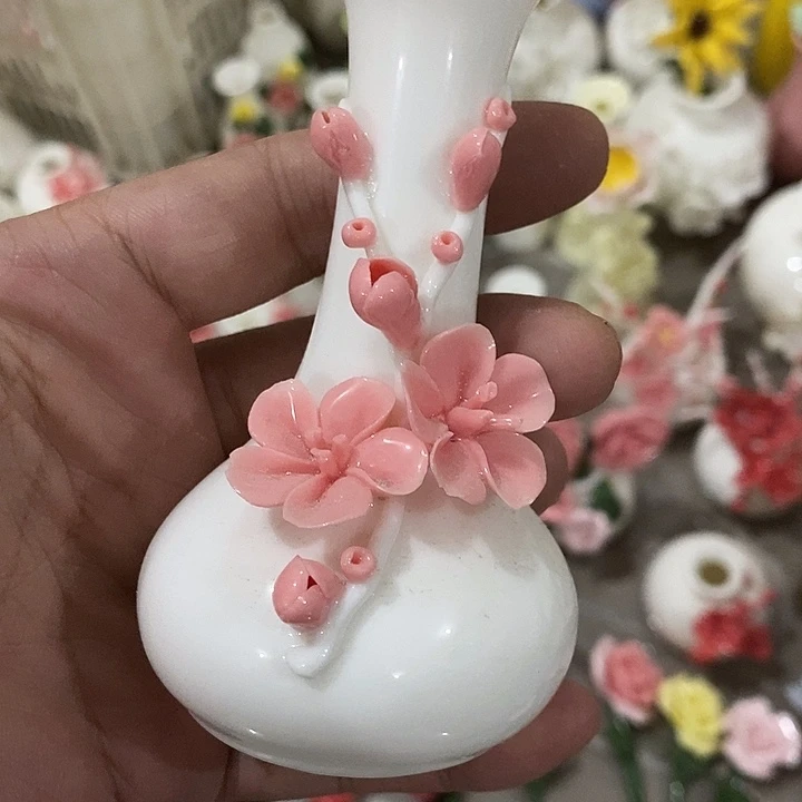 瓷片纯手工陶瓷花摆件瑕