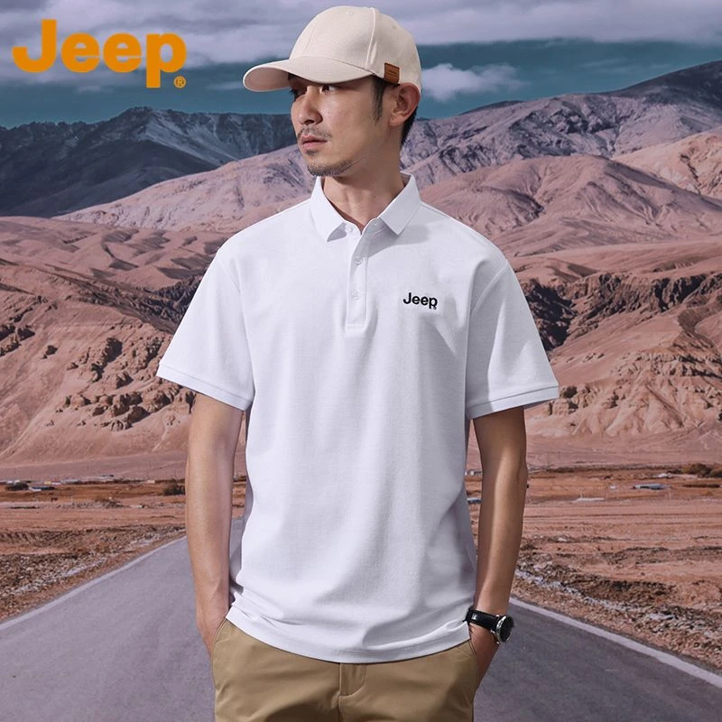 JEEP吉普夏季运动休闲Polo衫商务透气宽松短袖男士户外透气速干衣