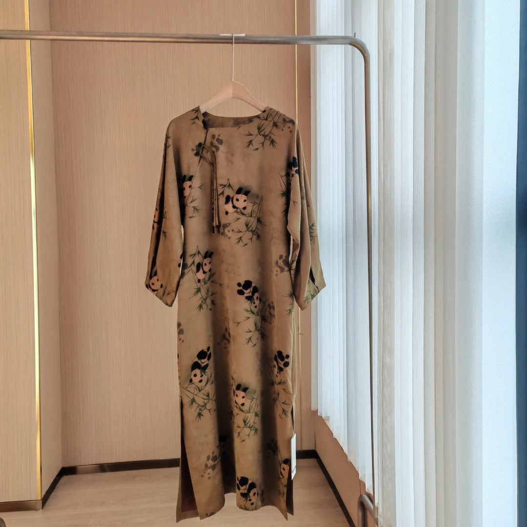 果缎新款国风桑蚕丝连衣裙 MJCYJ-613