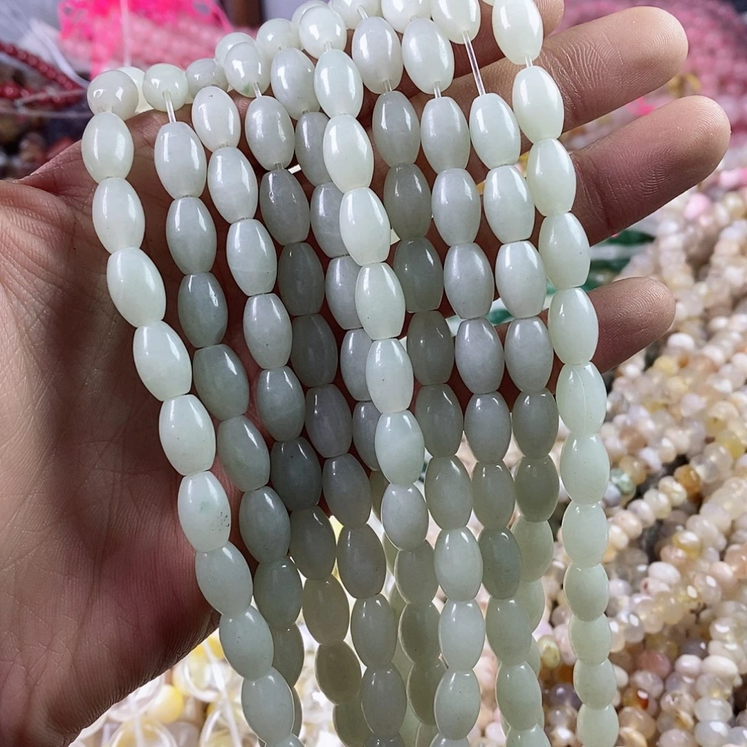 玛瑙/玉髓珠宝半成品合金一条8×12佘太翠胶囊桶珠E214