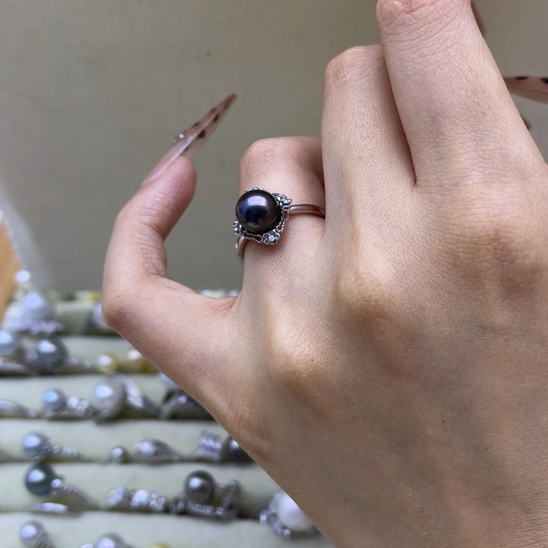 银S925镶嵌海水珍珠戒圈