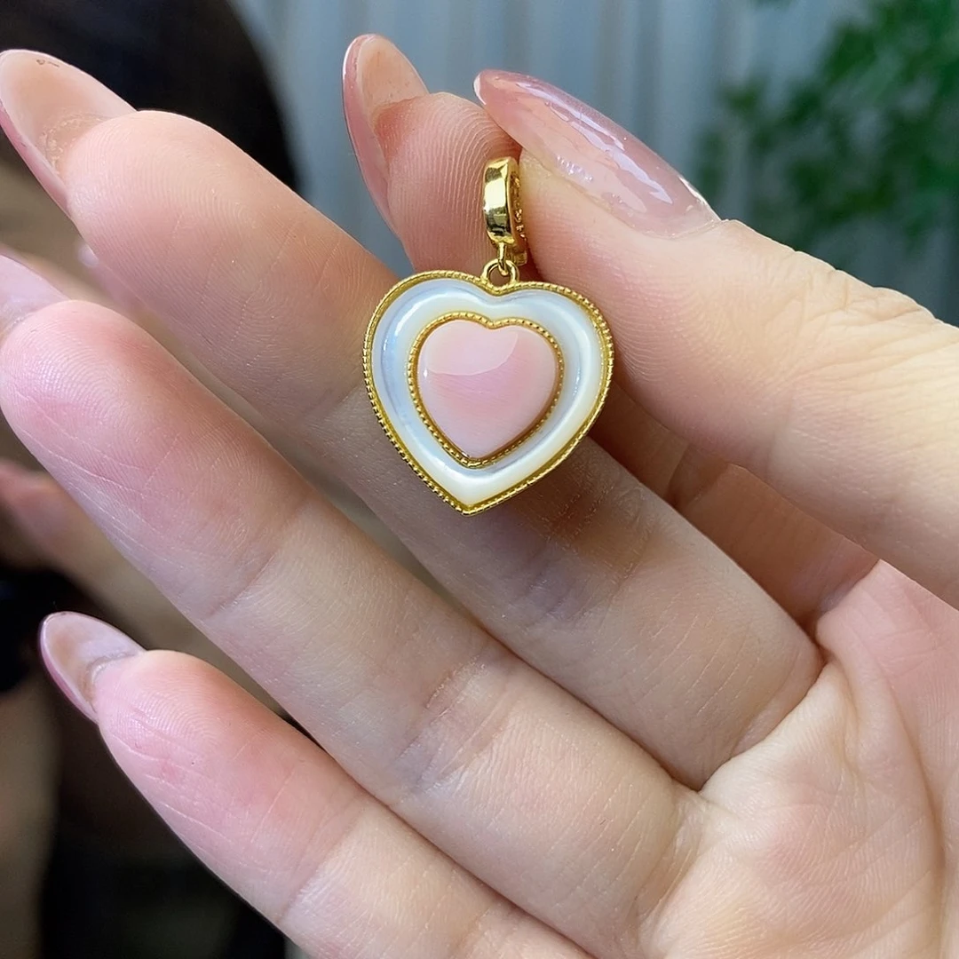 贝壳（贝母）吊坠，银S925镶嵌