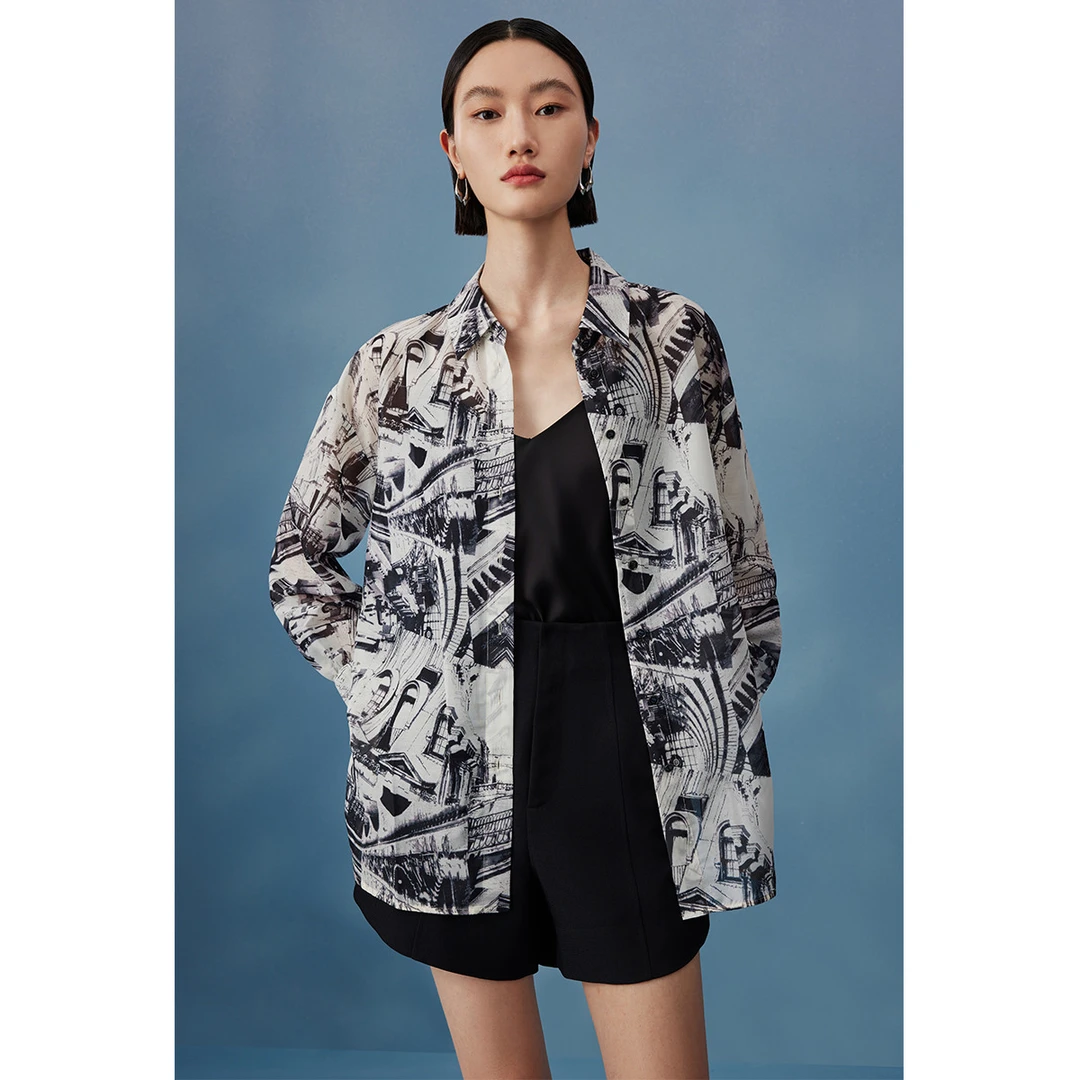 【小余专属】衬衫女夏季垂感亲肤休闲衬衣宽松显瘦薄款长袖M330002