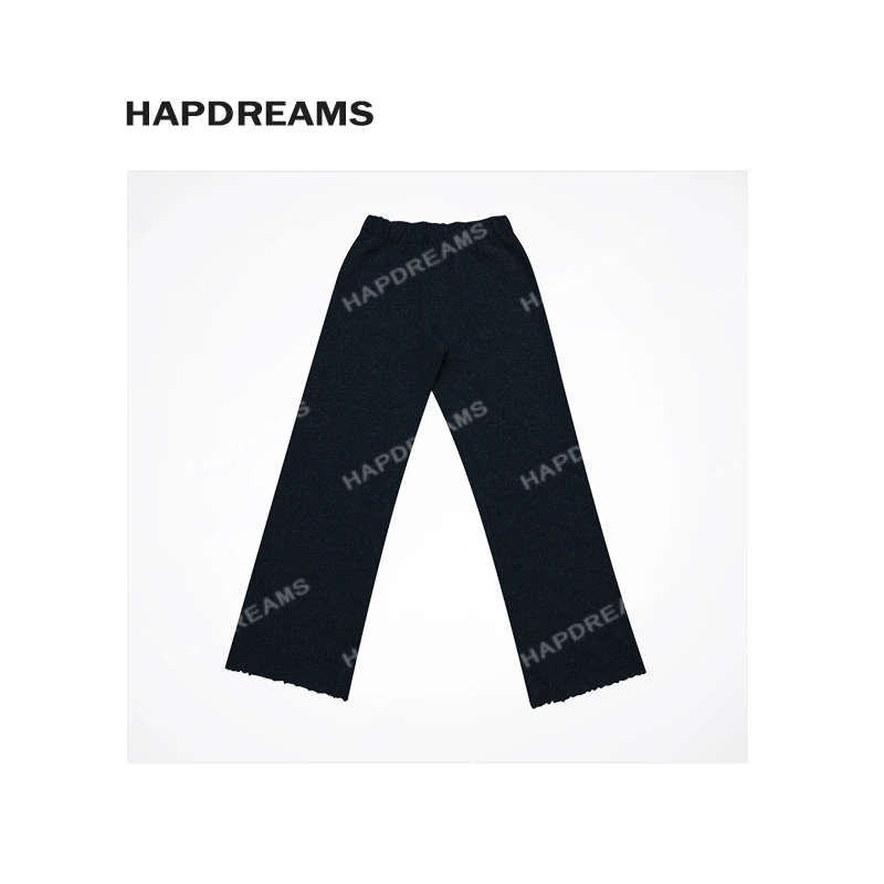 小破裤加厚版 极简纯棉直筒出膝盖毛边百搭直筒裤852