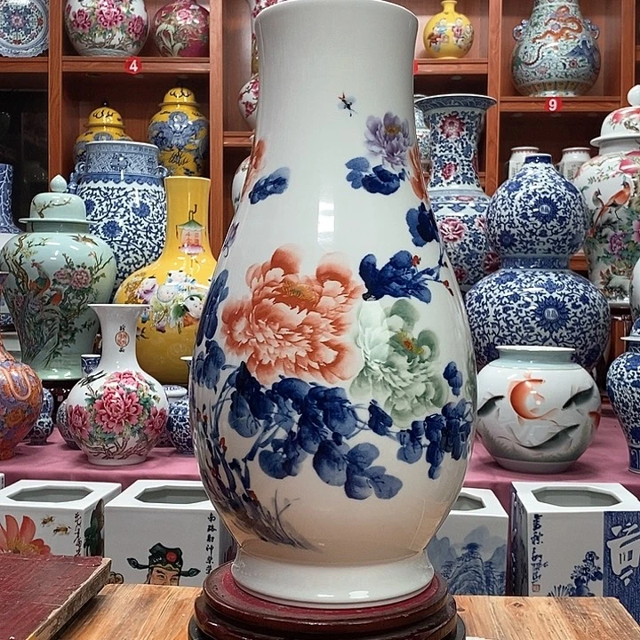 M***S景德镇陶瓷手工手绘花瓶摆件