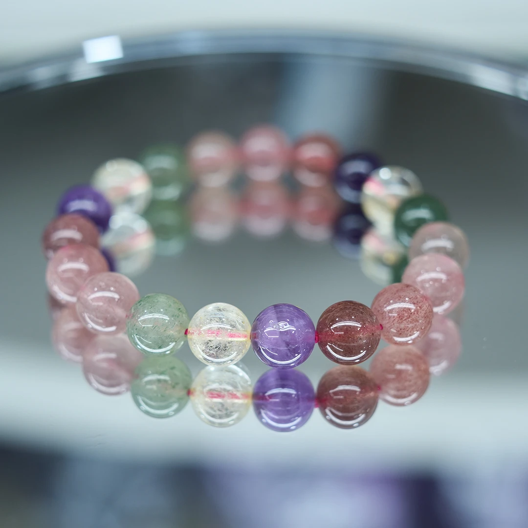 轻奢珠宝天然水晶草莓多宝水晶手串-桃花贵人疗愈-多样性发其一