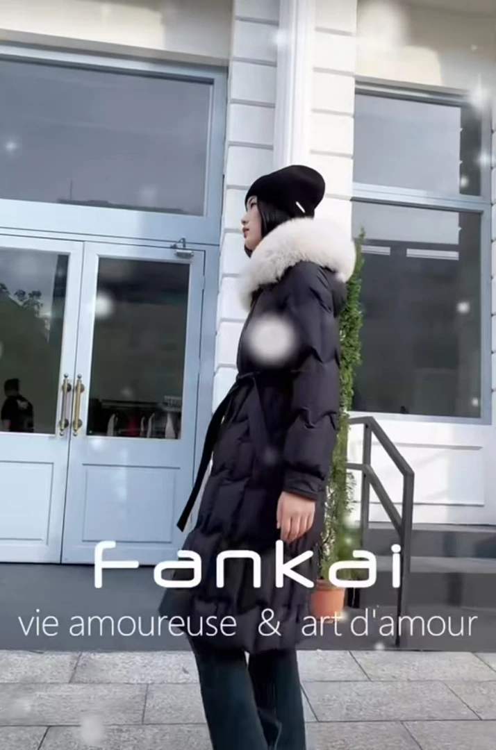 梵凯狐狸毛长款羽绒服