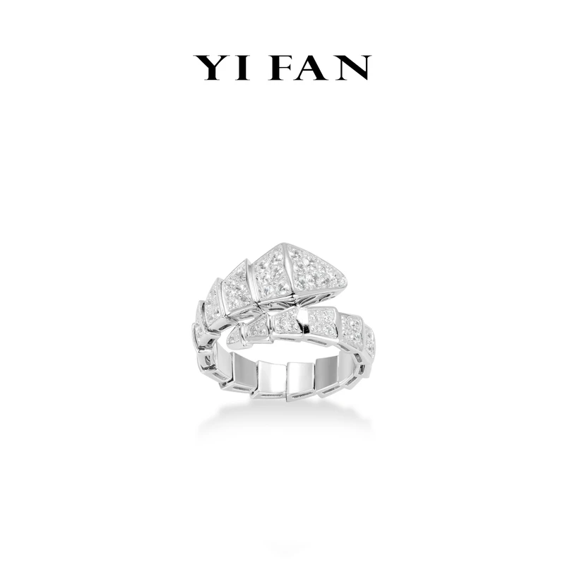 925银合成锆石戒指 1969-白色满钻灵蛇纹豪镶百搭戒指